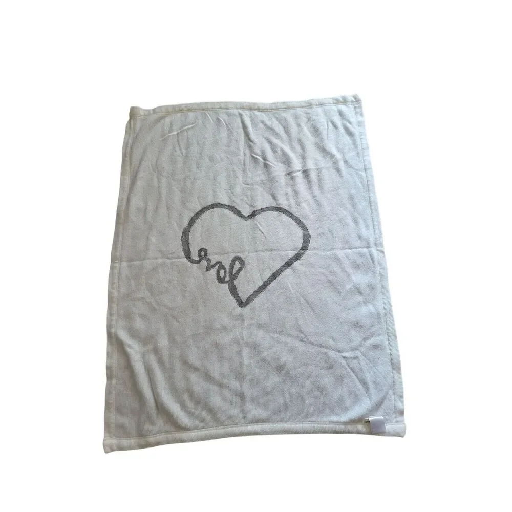 Pottery Barn Kids Blanket 30x35 Inch Grey Love Toddler Lap Blankie‎ Throw